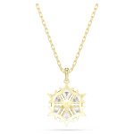 Magic pendant Mixed cuts, Snowflake, White, 18K gold finish